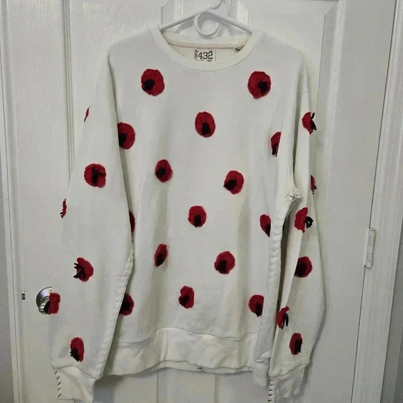 One432 Poppy Swestshirt Sz Large Handmade in Pakistan Artisan patchwork - Picture 1 of 8